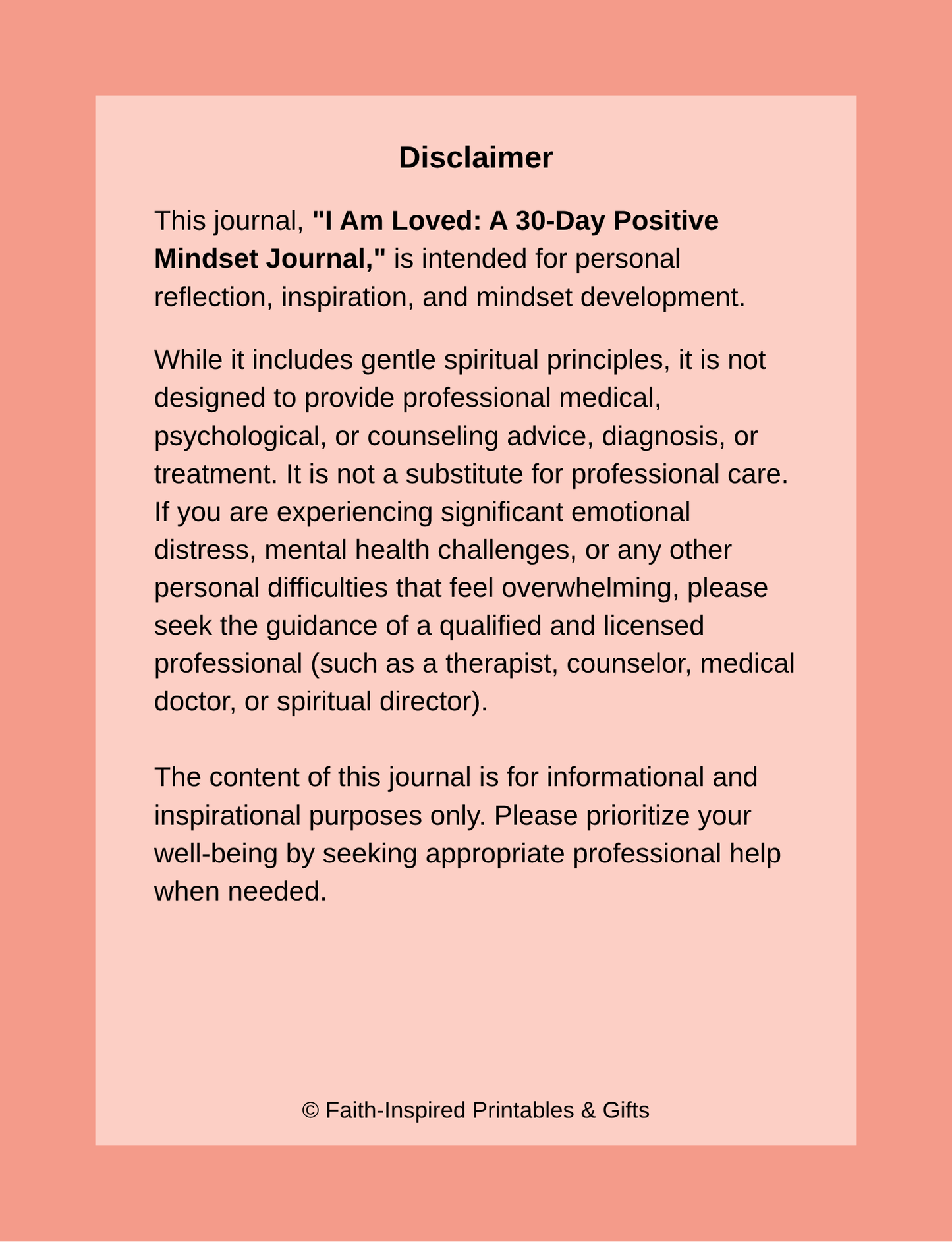 I Am Loved: A 30-Day Positive Mindset Journal (Empowered Mindset Series): A Daily Devotional & Guided Practice for Embracing Divine Love, Worthiness, and Inner Peace Paperback