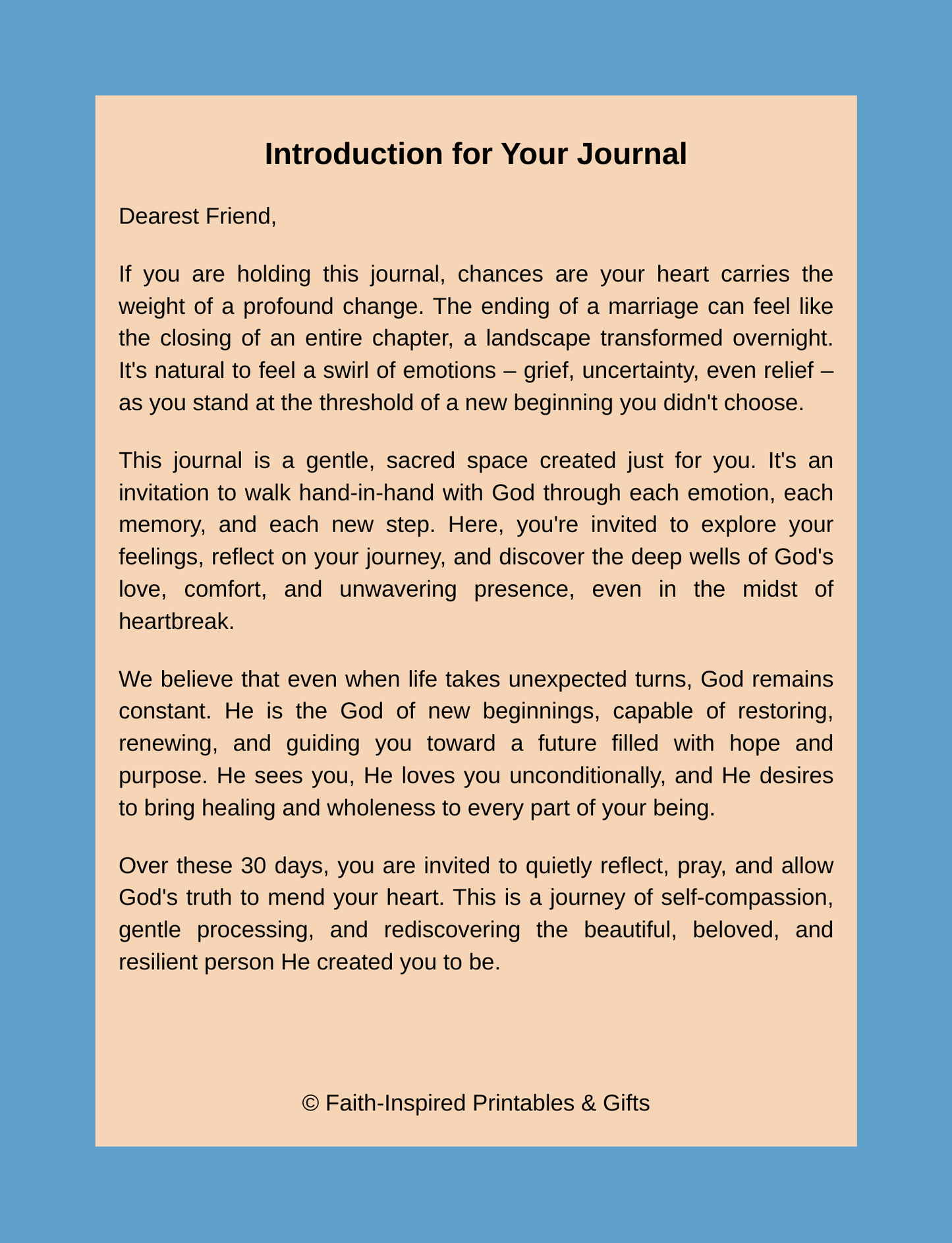 Healing Through Divorce: A 30-Day Faith Journal for Finding Hope and Wholeness in God’s Love Paperback