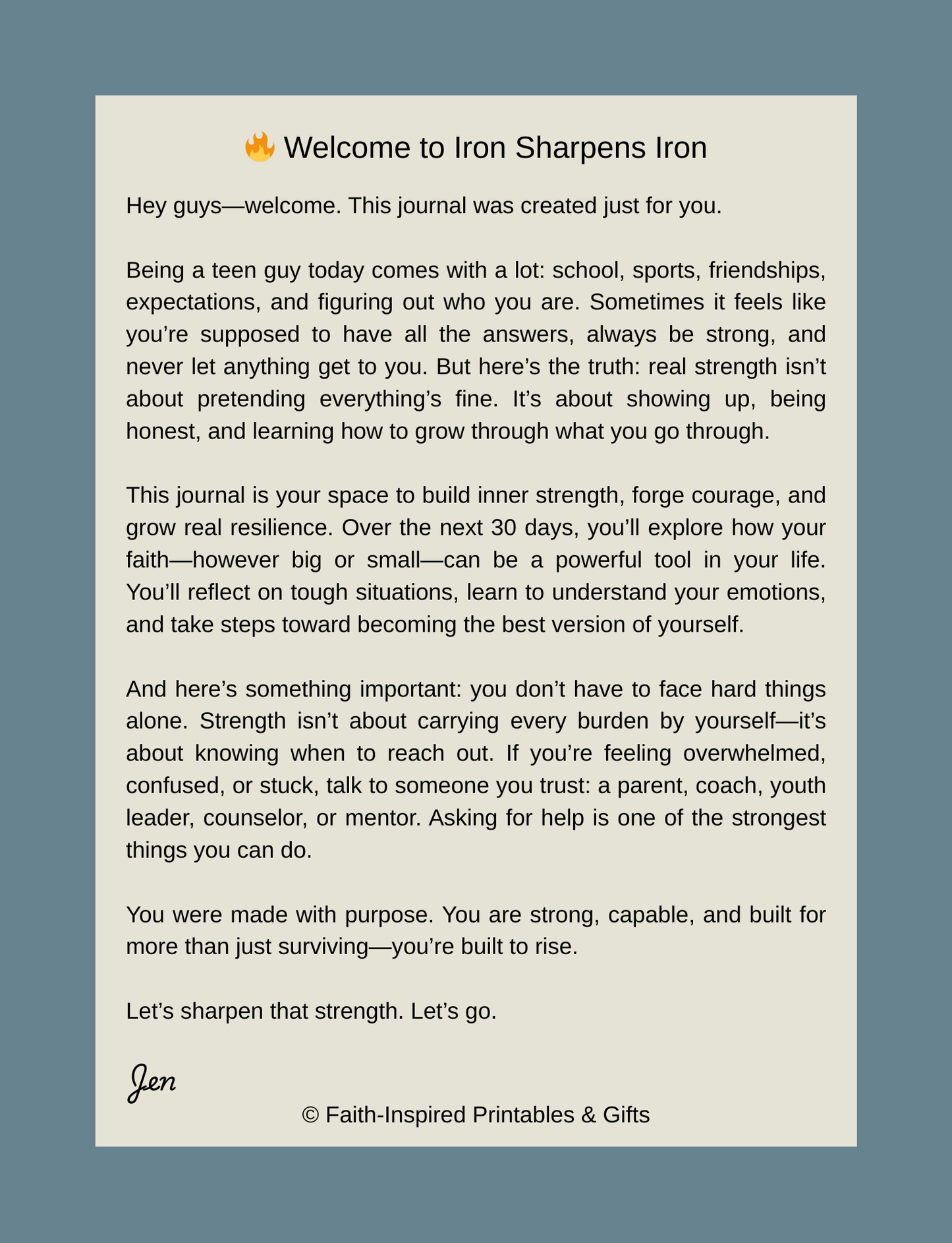 Iron Sharpens Iron Building Inner Strength: A 30-Day Journal of Faith, Courage, and Real Resilience for Teen Guys Paperback