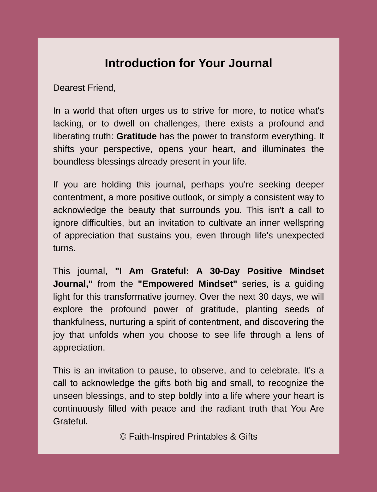 I Am Grateful: A 30-Day Positive Mindset Journal (Empowered Mindset Series): A Daily Devotional & Gratitude Practice for Women Seeking Joy, Peace, and Spiritual Connection Paperback