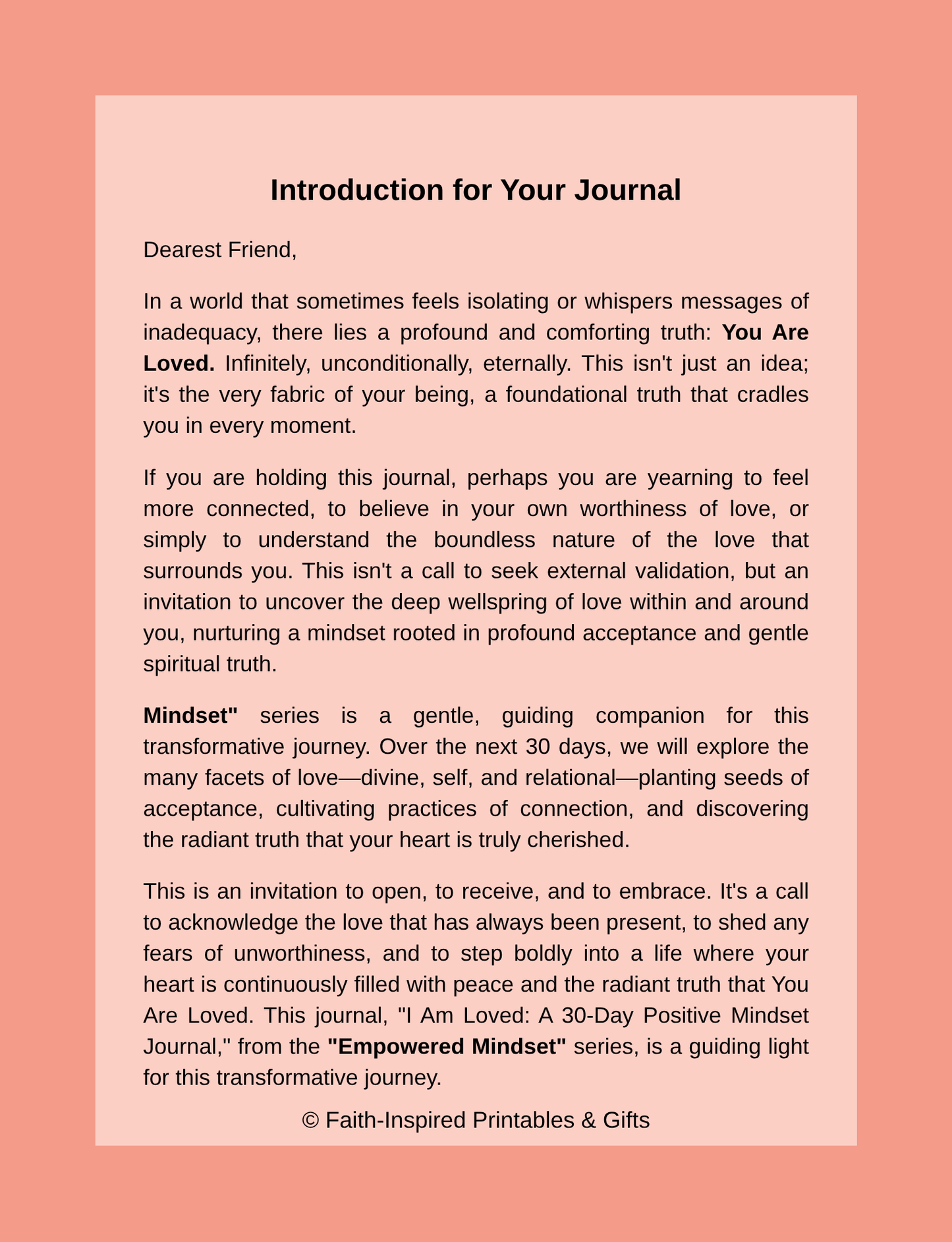 I Am Loved: A 30-Day Positive Mindset Journal (Empowered Mindset Series): A Daily Devotional & Guided Practice for Embracing Divine Love, Worthiness, and Inner Peace Paperback