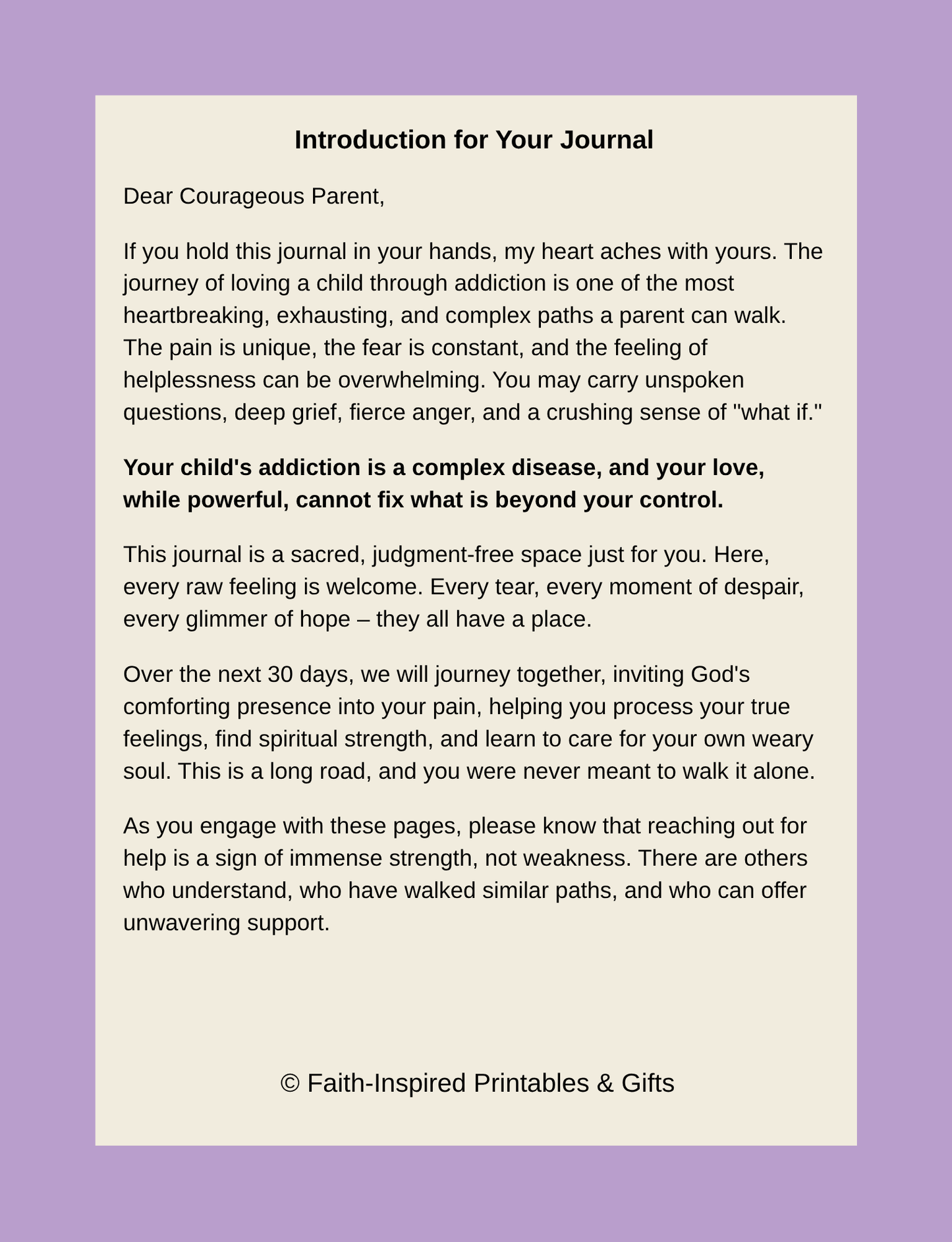 Healing Through the Heartbreak: A Gentle Journal for Parents of Children Battling Addiction Paperback