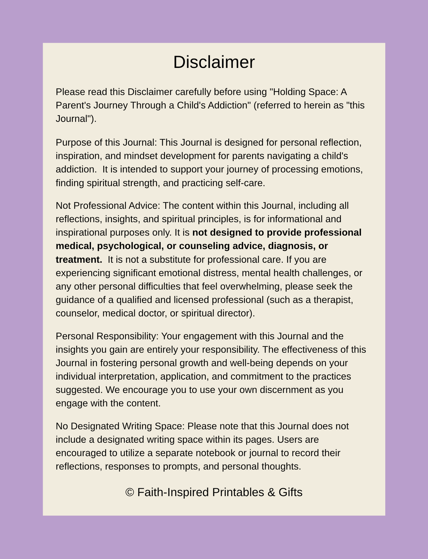Healing Through the Heartbreak: A Gentle Journal for Parents of Children Battling Addiction Paperback