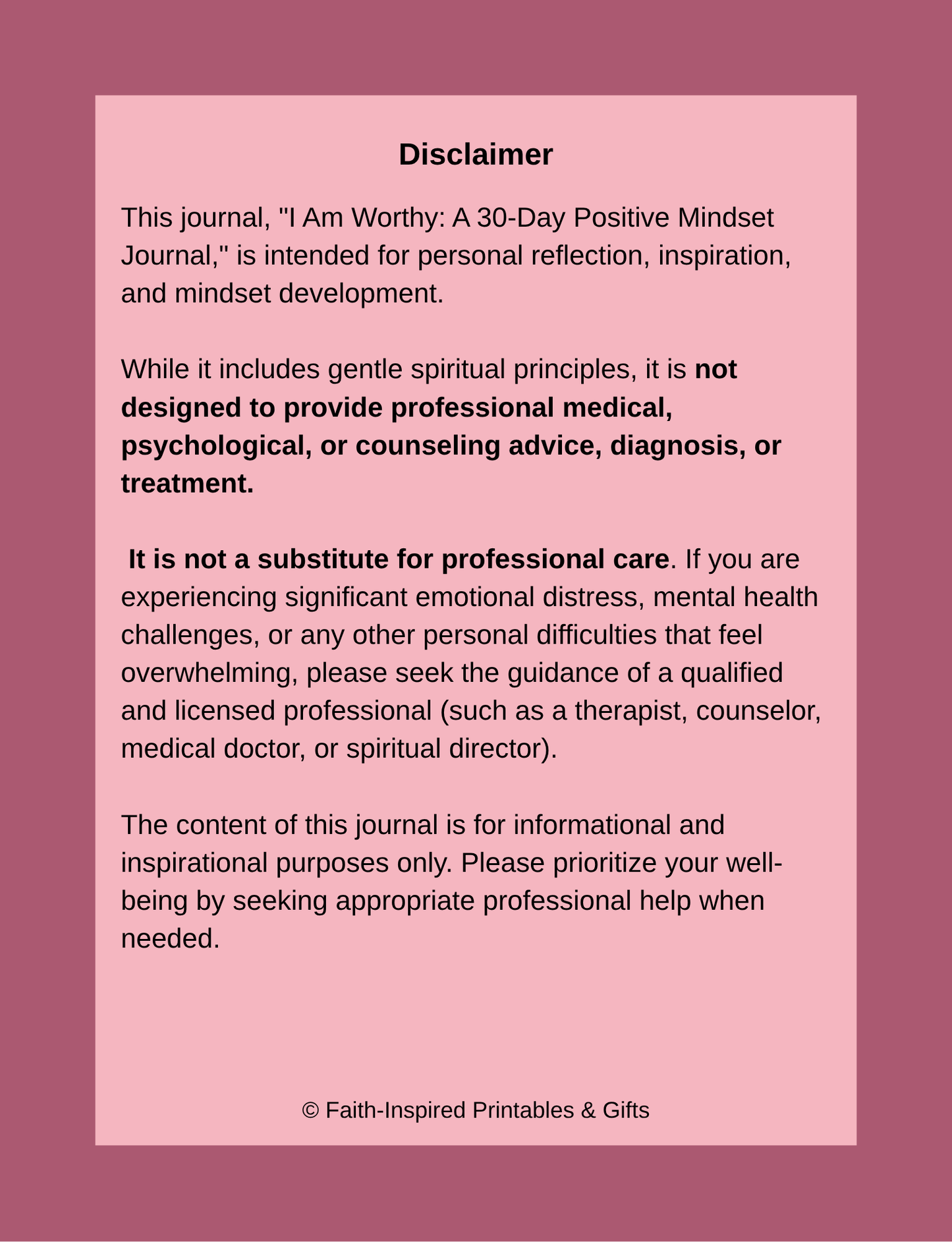 I Am Worthy: A Daily Journal for Spiritual Growth, Emotional Healing, and Positive Mindset Renewal Paperback
