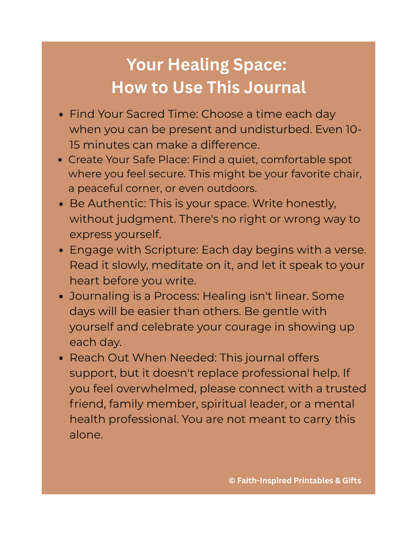 Journeying Through Healing: A Faith-Based PTSD Reflection Journal for Spiritual Encouragement and Emotional Healing Paperback