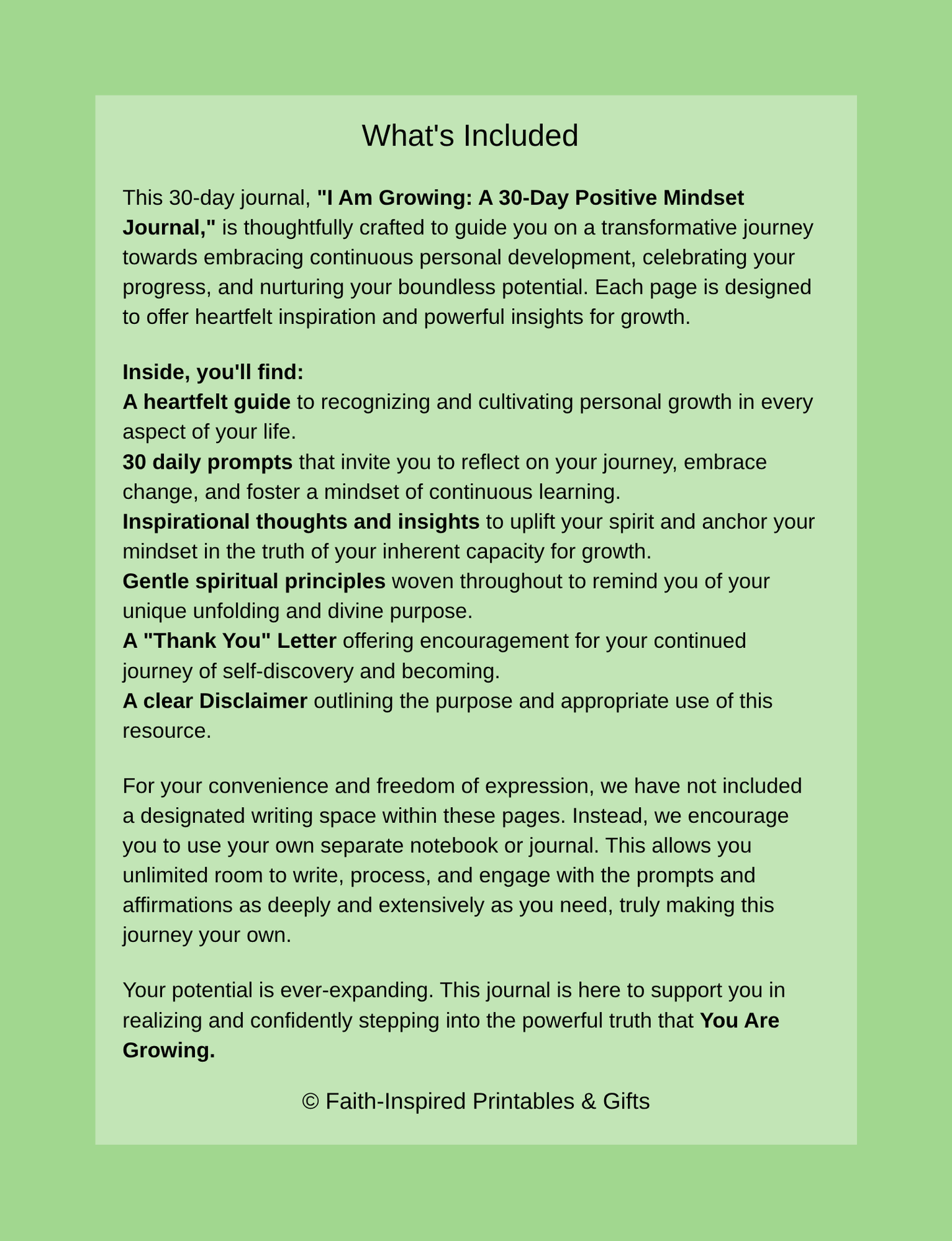 I Am Growing: A 30-Day Positive Mindset Journal for Personal Growth, Faith, and Emotional Resilience Paperback