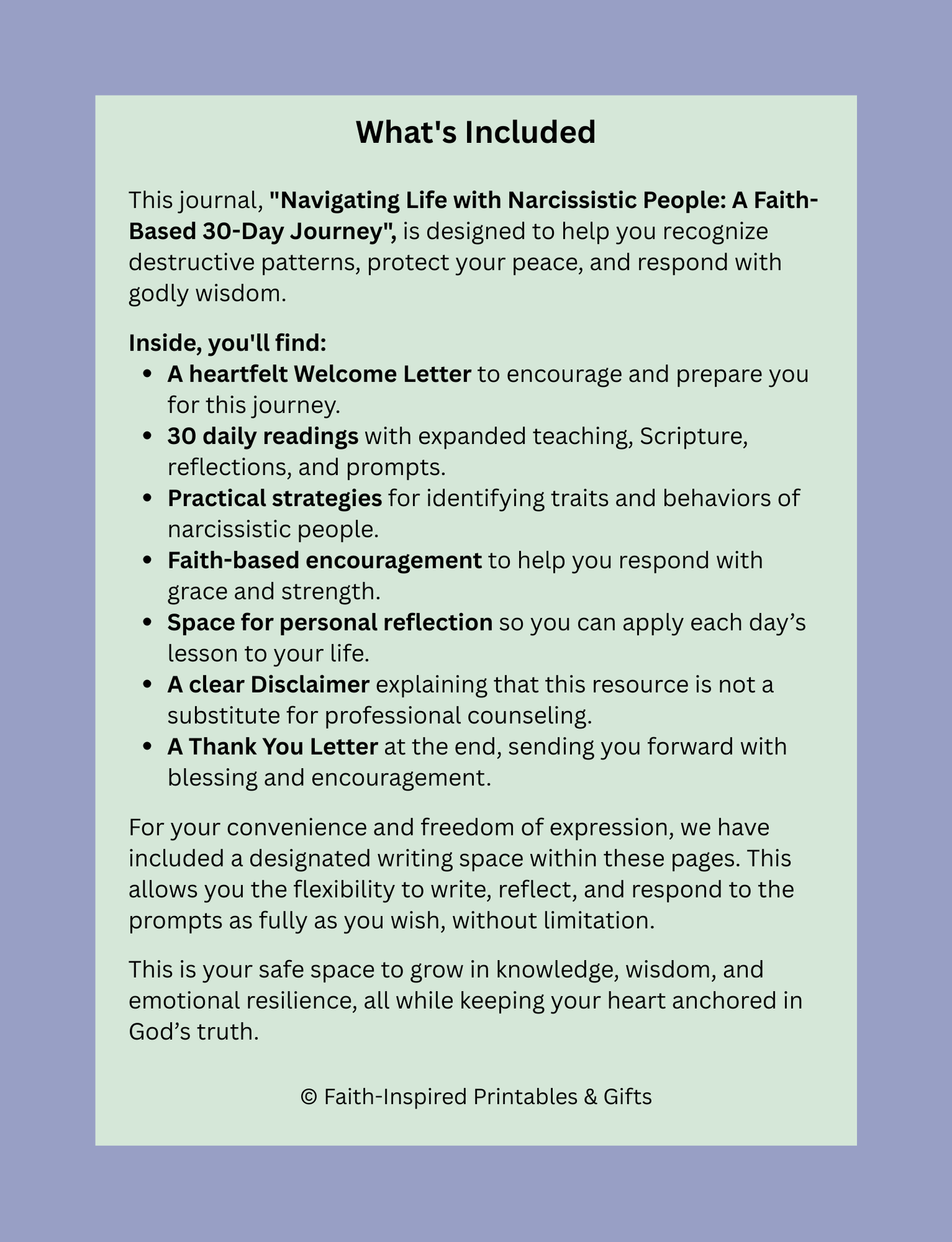 Navigating Life with Narcissistic People: A Faith-Based 30-Day Guided Journal for Healing, Boundaries, and Emotional Strength Paperback