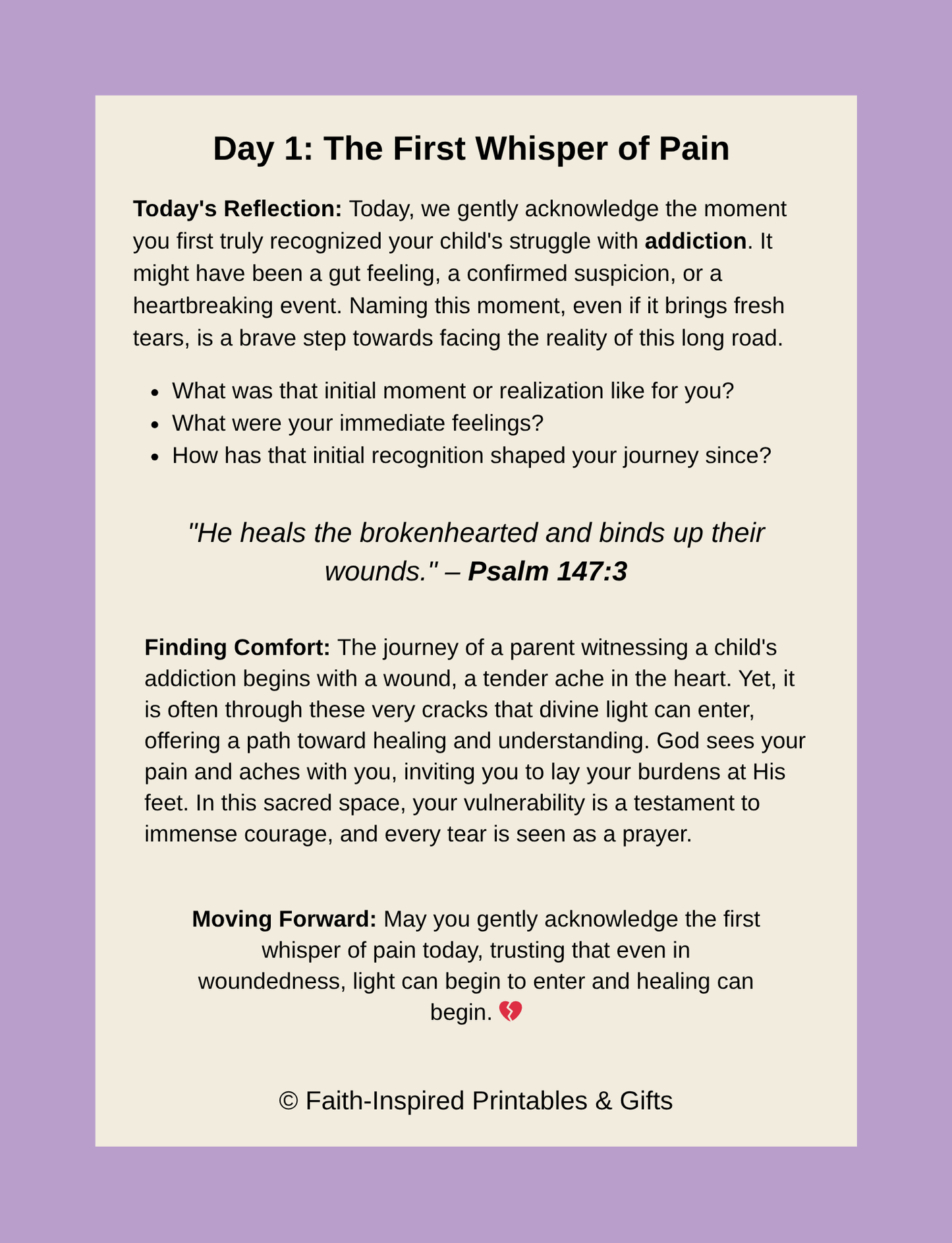 Healing Through the Heartbreak: A Gentle Journal for Parents of Children Battling Addiction Paperback