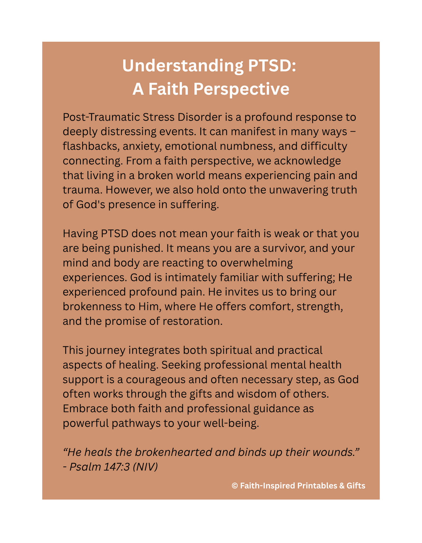 Journeying Through Healing: A Faith-Based PTSD Reflection Journal for Spiritual Encouragement and Emotional Healing Paperback