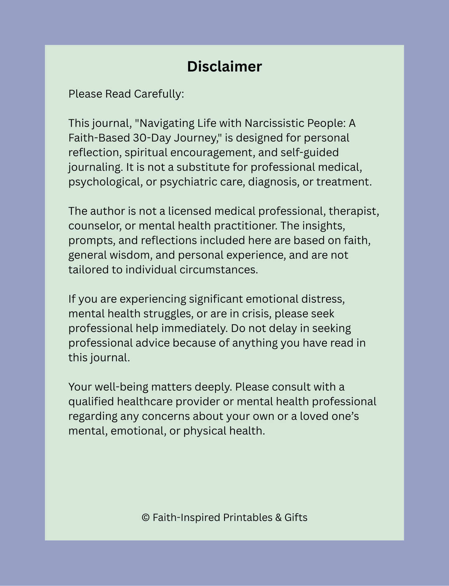 Navigating Life with Narcissistic People: A Faith-Based 30-Day Guided Journal for Healing, Boundaries, and Emotional Strength Paperback