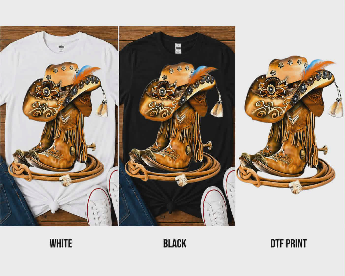 Western Cowgirl & More Graphic Collection – DTF T‑Shirts