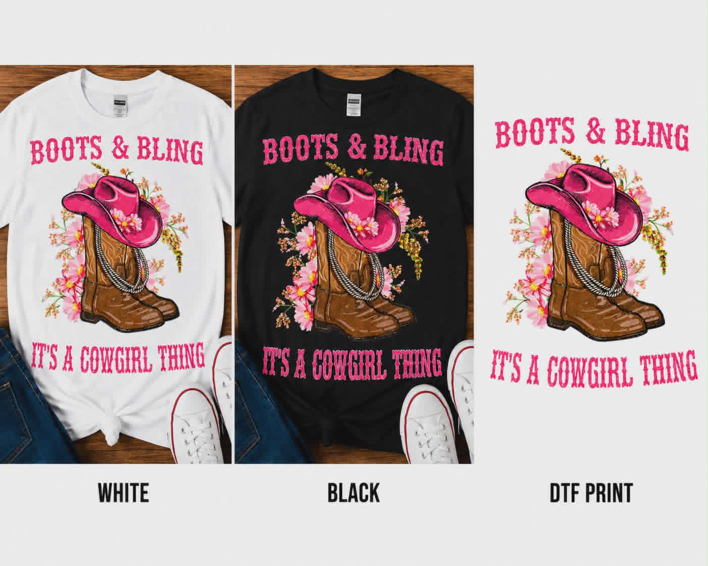 Western Cowgirl & More Graphic Collection – DTF T‑Shirts